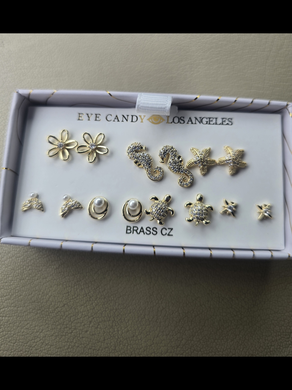 Eye Candy Los Angeles Gold-Tone Ocean Charm Earring Set - 8 Pairs
